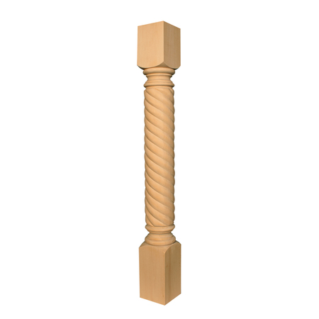 OSBORNE WOOD PRODUCTS 35 1/2 x 4 1/8 4 1/8" x 4 1/8" Rope Full Round Column Leg in Rubberwoo 891857RW